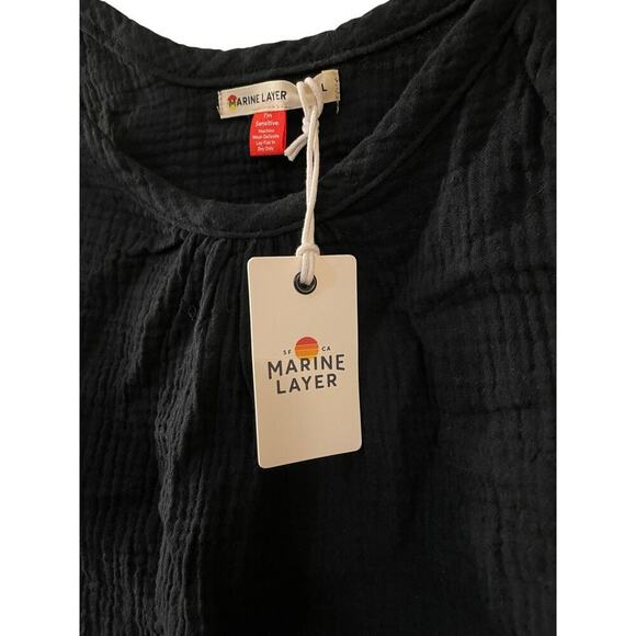 NWT- Marine Layer Jude Flutter Sleeve Tank Black Gauze Retail $78 Size Large - Picture 6 of 7